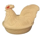 Hen Rooster on a Nest Milk Glass Westmoreland MCM Split Tail 8x6 Vintage 1950's