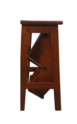 Wooden 3 Step Stool Timber Folding Kitchen Ladder Retro Antique Oak Abby V03848 - Picture 2 of 2