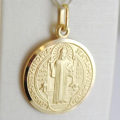SOLID 18K YELLOW GOLD ST SAINT BENEDICT 