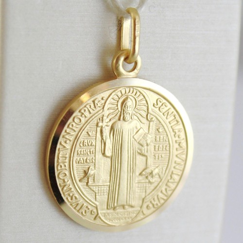 SOLID 18K YELLOW GOLD ST SAINT BENEDICT 