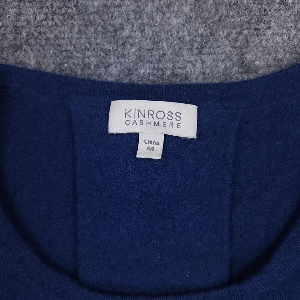 Suéter Kinross Mujer Medio Azul Cachemira Tejido Apretado Cuello Redondo Cremallera Hombro Foto 4 de 4