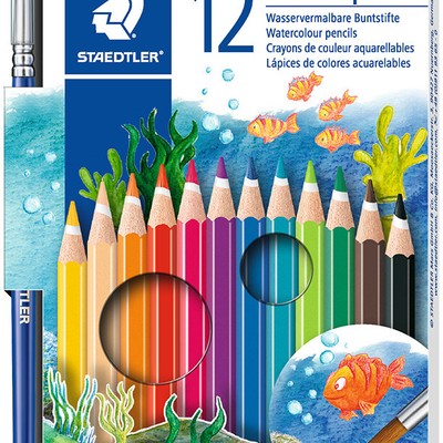 STAEDTLER Noris Club Aquarell Watercolour Pencils with Paint Brush (Set of 12)