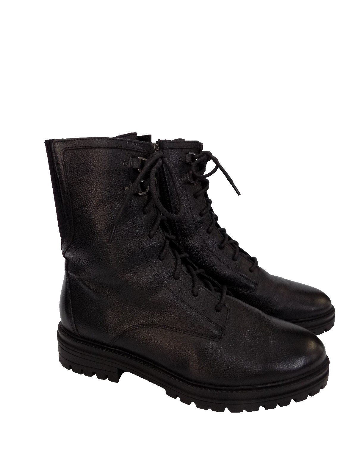 SAOLA Stivali larghi Marks & Spencer misura 7 5 donna stringati pelle nera suola grossa