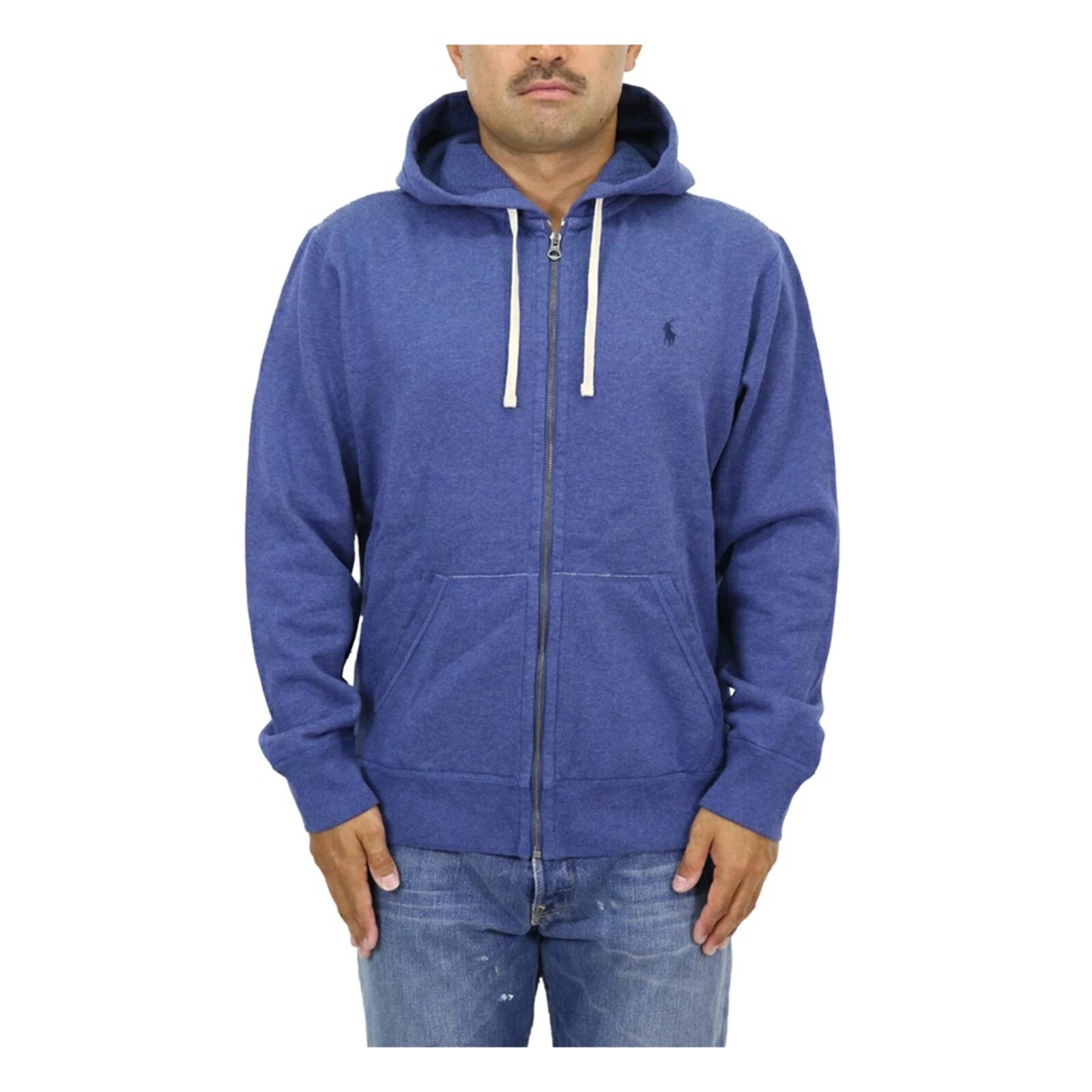 Polo Ralph Lauren Full Zip Hooded Hoodie Sweatshirt with Pony - Blue Htr (Navy)