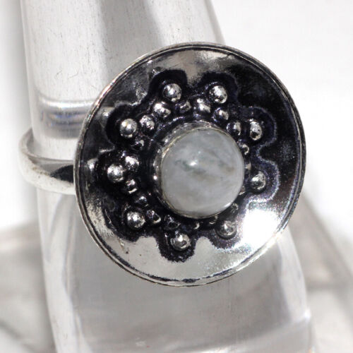 Rainbow Moonstone 925 Silver Plated Gemstone Handmade Ring US 8 Gift Jewelry N86 - 第 1/3 張圖片