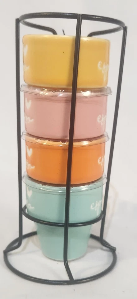 Juego de cuatro tazas de café espresso con estante de metal 2,3 OZ Ea Foto 2 de 2
