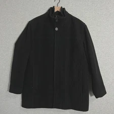 Marc New York Coat Mens XL Black Lined Button Flap Full Zip Wool Blend Jacket