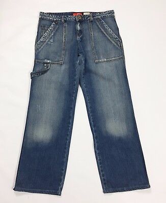 Phard jeans donna usato gamba larga cargo comodo blu W32 tg 46 campana  T2405 | eBay