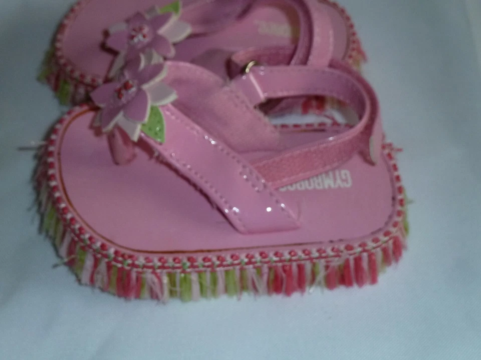 SANDALIAS VINTAGE GYMBOREE BEBÉ NIÑA ROSA VERDE FLOR PAJA ZAPATOS HULA 1 2 Foto 2 de 2