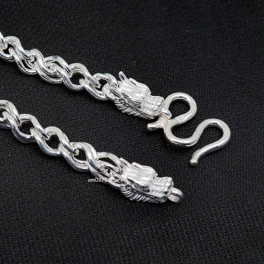 Pure 999 Fine Silver Necklace Man's 5.5mm Dragon Head Twist