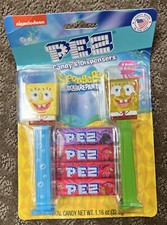 PEZ SpongeBob SquarePants 2 Pc YELLOW CRYSTAL & SOLID YELLOW Dispenser Set NOC