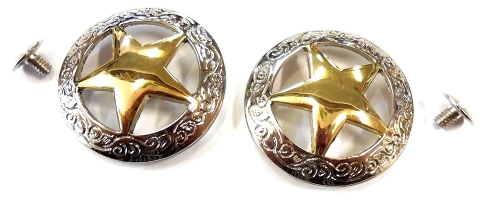 Pacote com 2 tecelões Texas Star banhados a ouro 18K 1-1/8" parafuso traseiro frete grátis - Imagem 2 de 3