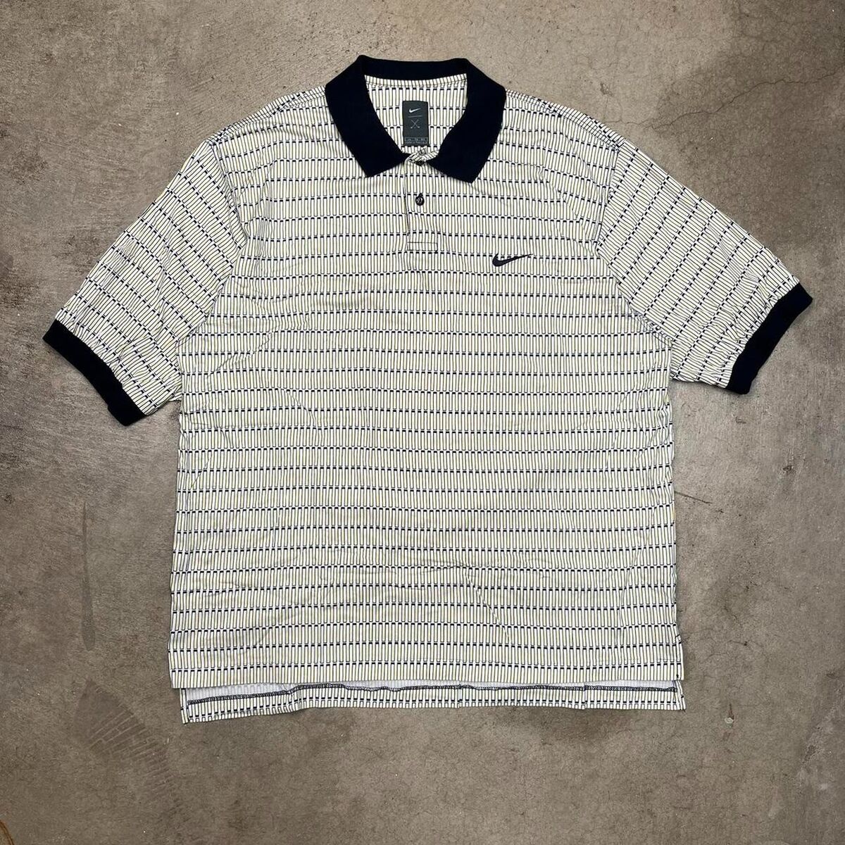 Vintage 90s Nike Golf Polo shirt geometric print yellow XL Vintage 90s Nike Golf Polo shirt geometric print yellow XL