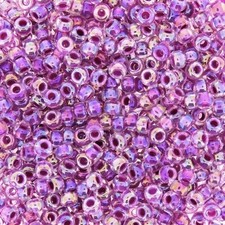 Miyuki Round Rocaille Seed Beads Size 8/0 Lined Magenta AB 22 Gram Tube 8-264 