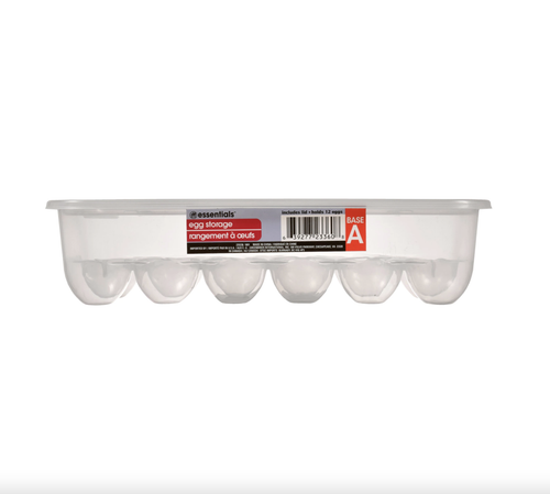 Essentials™ Rectangular Plastic Egg Storage Container with Lid Hold 12Eggs - NEW - Picture 2 of 2