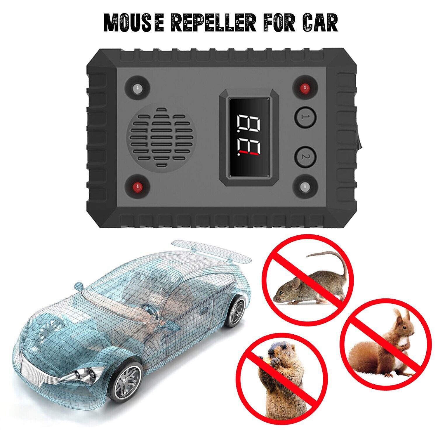 Ultrasonic Mouse Repeller for Car Wire Engine Rat Rodent Deterrent Pest