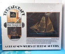 VTG 1974 Thread Craft Thread Art Kit Hermaphrodite Brig Sailing Ship 12" x 16"