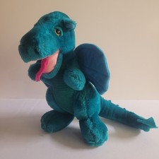 Vintage Dakin Plush Teal Dragon 10  Wings Corduroy Belly 1983 Clean Condition