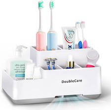 Toothbrush Holder with Anti-Slip, Bathroom Organizer Countertop Detachable for E