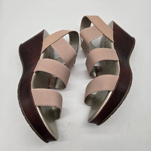 New Anne Klein Women's Hadley wedge sandals womens sz 10 blush pink elastic - Picture 5 of 9