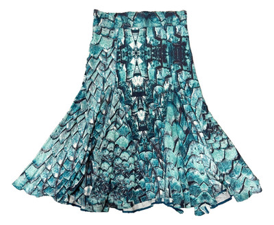 NWOT JUST CAVALLI Turquoise 38 Mermaid Scale Print Fit-Flare 2 XS Knee Length