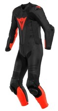 Combinaison En Cuir Dainese LAGUNA SECA 5 1Pc Cuir Parfaite Noir/Fluo-Rouge