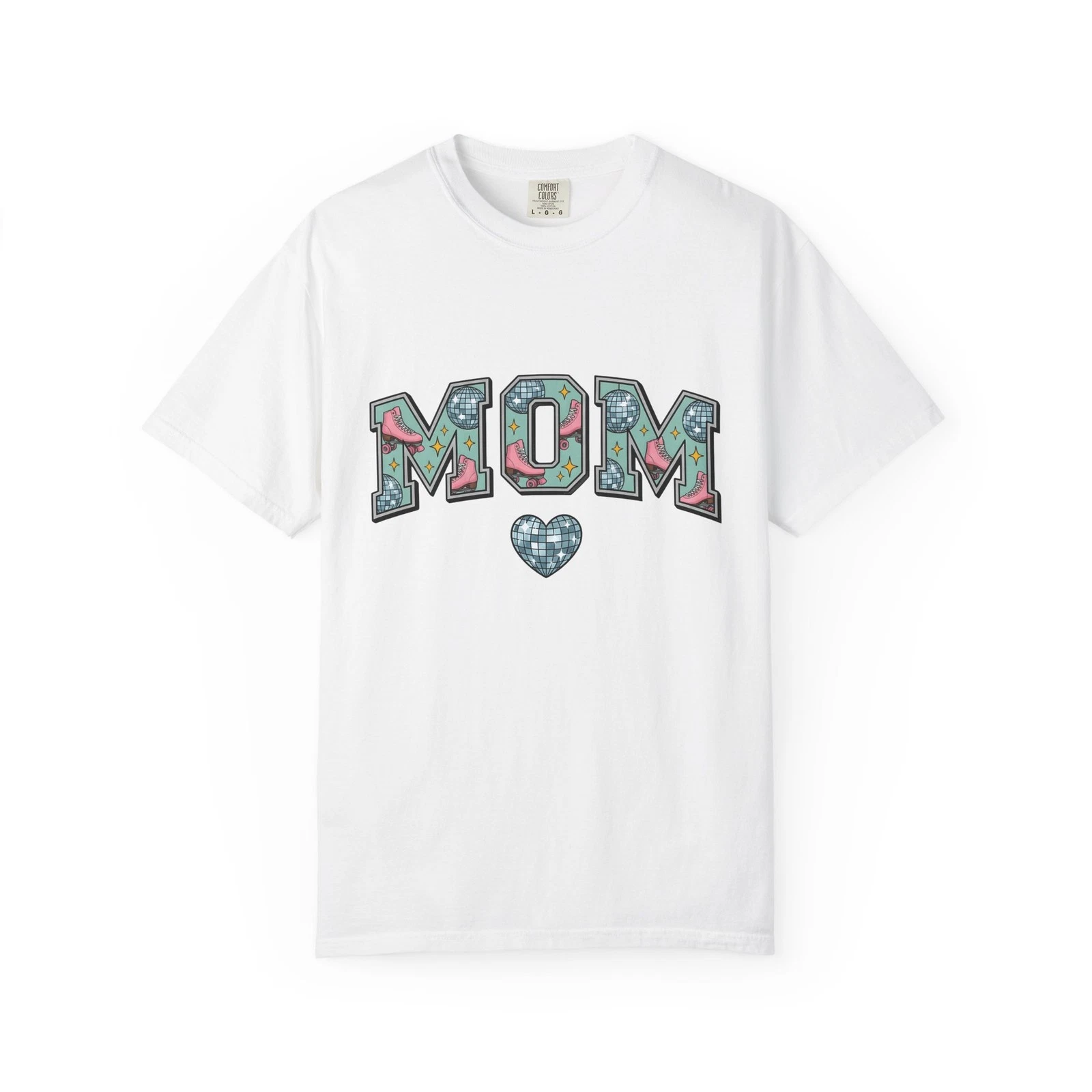 Vintage Skate Graphic Celebrating Moms Doodle Mirror Ball Shirt Groovy T-Shirt image 1