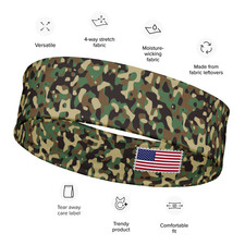 Camo Headband Stretchy Sport Workout Sweatband Military Pattern Fitness Gear