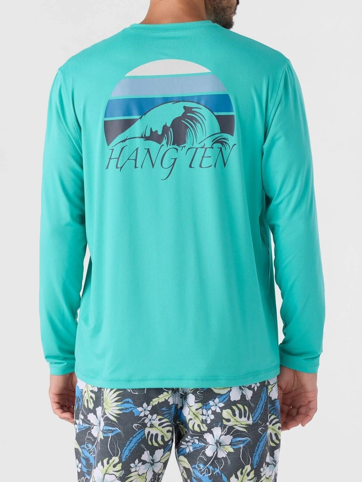 Hang Ten Men's Tidal Long Sleeve Sun Tee UPF 50+ Soft Feel Stretch Green Size M