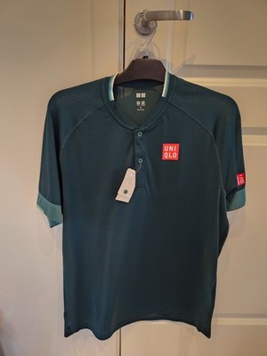 Uniqlo Size Medium Roger Federer Tennis Polo Shirt BNWT Doha 2021 Dark green New