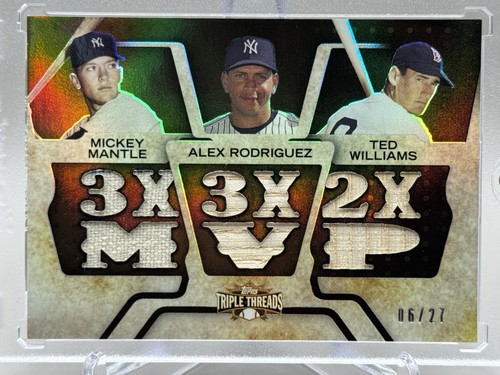 2008 Topps Triple Threads MVP Mickey Mantle Ted Williams AROD Jersey Bat GU /27