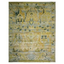 9'1"x12'1" Gray & Gold Antiqued Bijar Garus Design Hand Knotted Wool Rug R76687