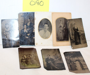 Photograph Lot of 8 Tin Type Tintype Men and Women