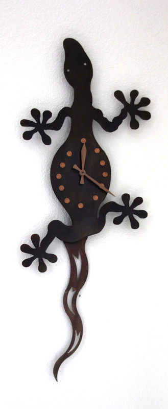 Wall Metal Clock Southwestern Gecko 30" with Moving Pendulum MUST L@@K