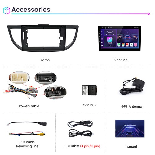 For Honda CRV 2012-2016 Android 14 Car Stereo Radio GPS Navi Apple Carplay 2+64G - Picture 18 of 18