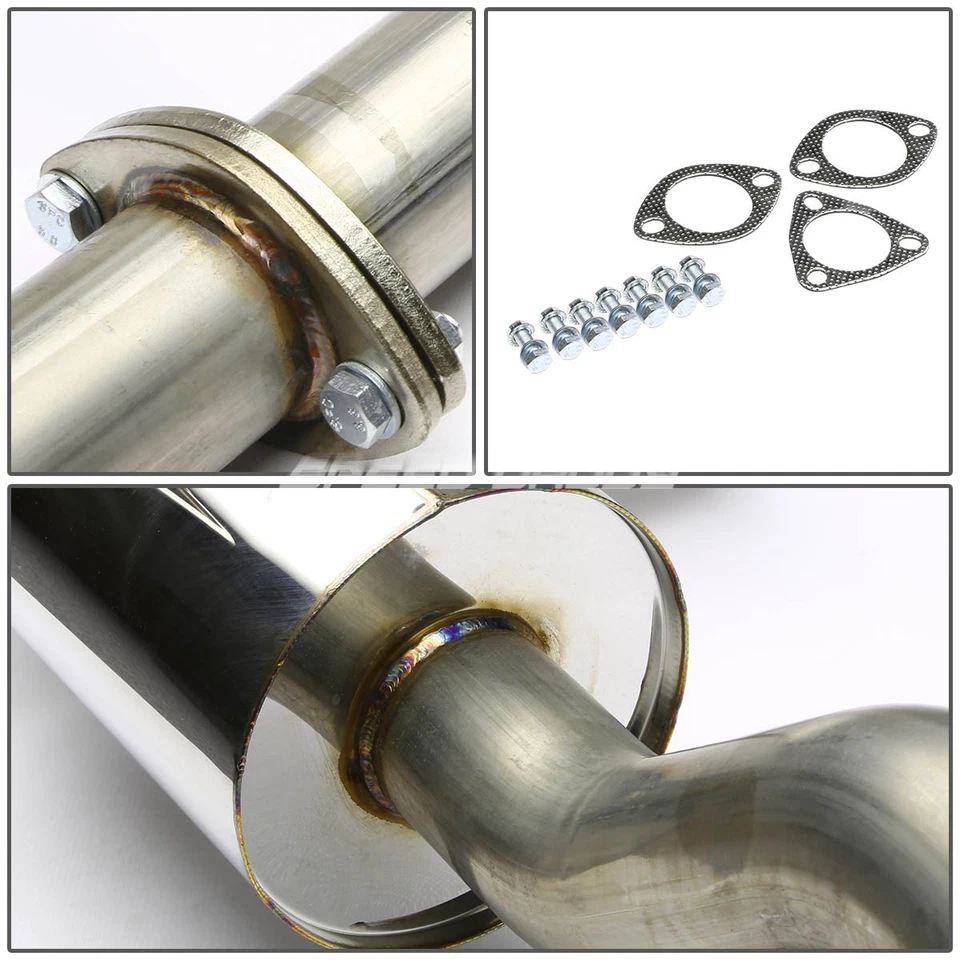 FOR 93-97 HONDA CIVIC DEL SOL EG EH6 4"ROLLED MUFFLER TIP CATBACK EXHAUST SYSTEM — 第 3/4 张图片