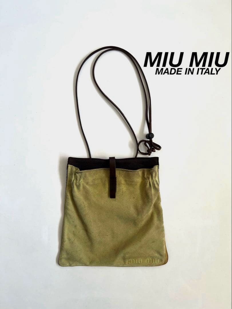 バッグ Vintage miumiu suede shoulder bag MIU MIU Vintage Suede Shoulder Bag Enamel Leather Mesh Archive