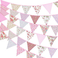 G2PLUS SüßE Beidseitig Wimpel Girlande, 10M Bunting Wimpelkette Stoff, Orange St