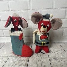 Lot Of 2 Vintage R. Dakin Dream Pets Christmas Mouse Japan 1960  s Stocking Santa