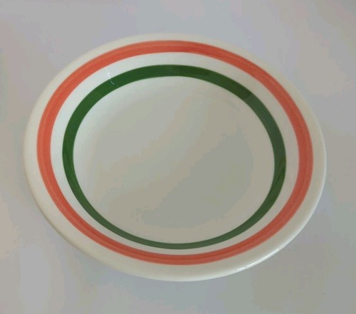 Vintage Ceraminter Italy Bowls Set 5 Red Green Rim Italian Pasta Soup Farmhouse