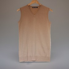 WoolOvers Cashmere & Merino Tank Top Womens XS Camel Beige Knit Vest Sleeveless