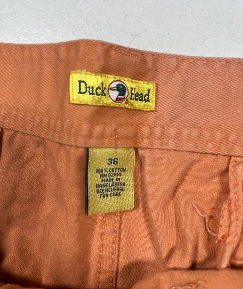 Duck Head Shorts Mens 36 Orange Cargo Twill Cotton Utility Pockets Casual Button - Изображение 3 из 4