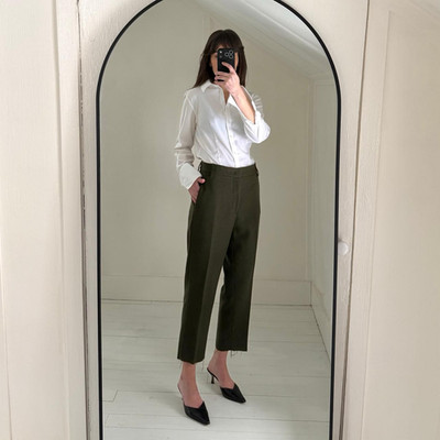 Dondup Ariel Wool Cropped Trousers Size 44 NWT Green