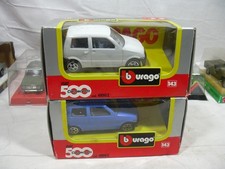 BBURAGO BURAGO 1/43 '80 N° 4100 z NUOVA FIAT 500 CINQUECENTO BLU & BIANCA W/BOX