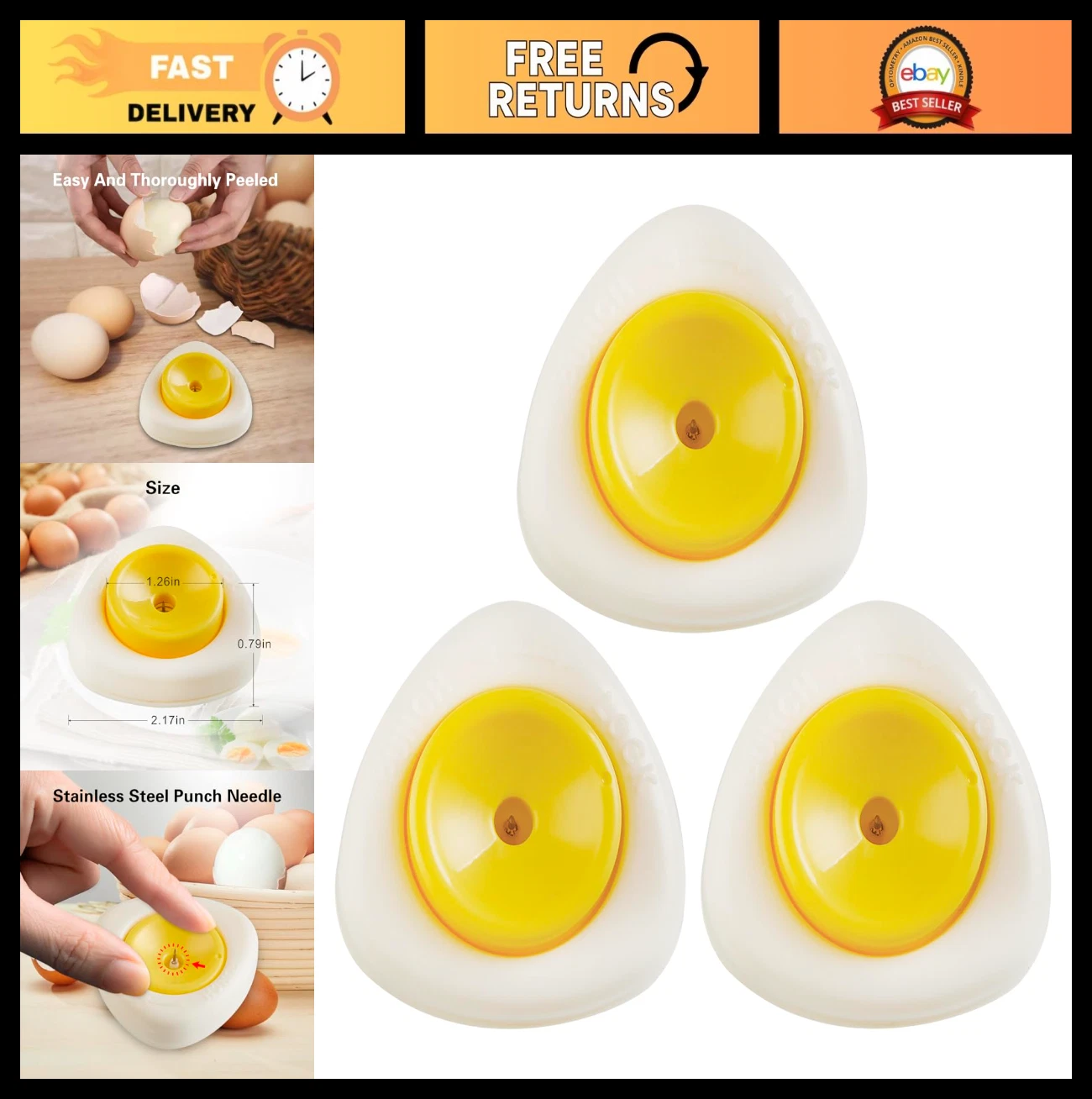 Egg Piercers for Raw Eggs - Sharp Pin Egg Hole Poker & Separator Tools, 3 Pack