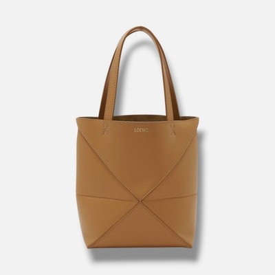 Loewe Women's Brown Puzzle Fold Leather Mini Tote Bag