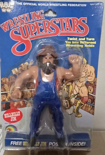 Rare WWF WWE LJN Hillbilly Jim 8 Back Carded Vinta...