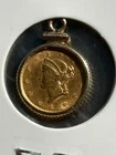 1853 $1 Gold Liberty Head Coin Pendant 14K Bezel Type 1 Antique Estate 2.5 grams
