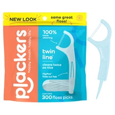 Plackers Twin-Line Dental Flossers, Cool Mint Flavor, 300 Count (Pack of 1)