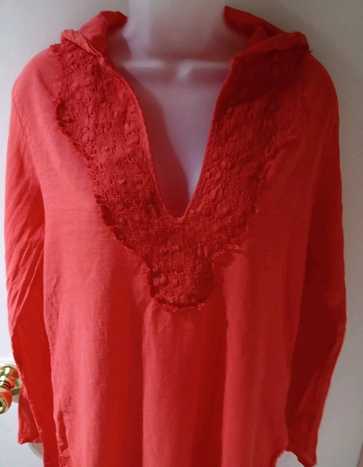 Туника Rebecca Beeson Cover-up 40 дюймов грудь размер 4 с длинным рукавом с капюшоном легкая сделано в США - Изображение 4 из 4